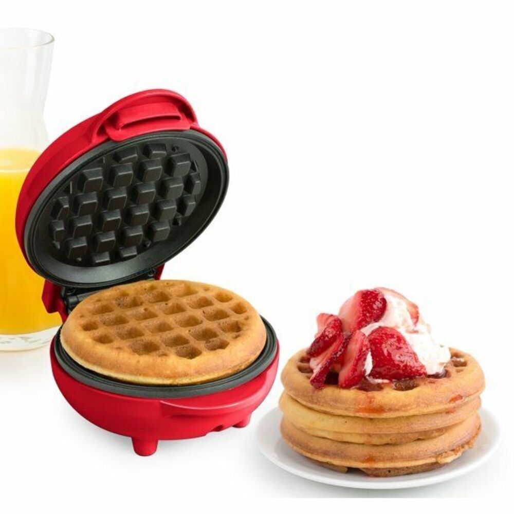 Nostalgia MyMini Waffle Maker Red 5'' Non-stick Compact Size New